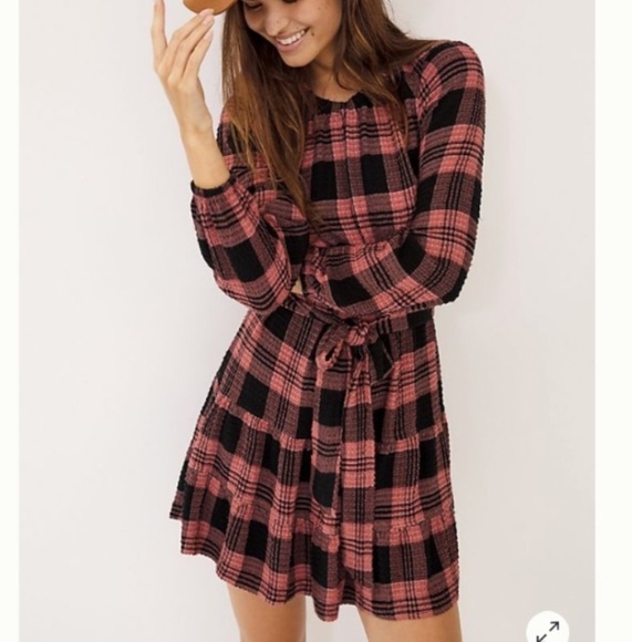 Anthropologie Cloth & Stone Daia Minj Plaid Dress - Petite Medium - Picture 2 of 8